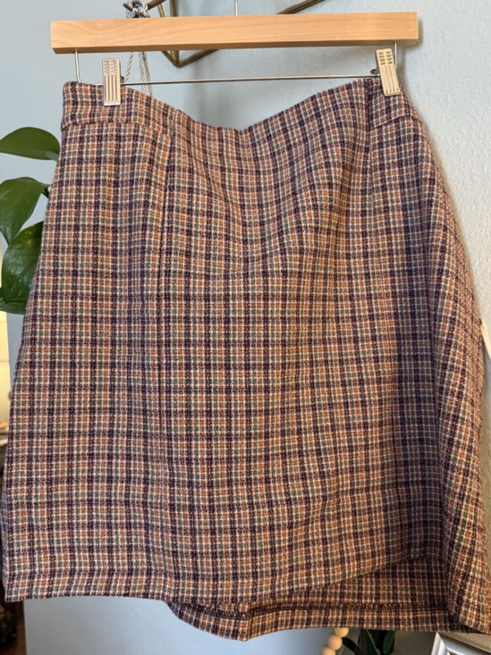 Skies Are Blue Skeena Knit Tweed Skirt - Navy Multi - Size L NWT